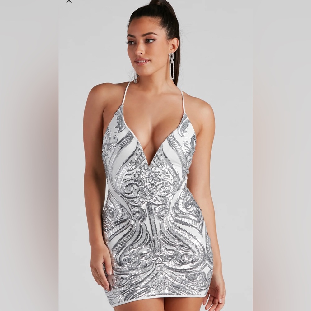 Windsor White Sequin Dress